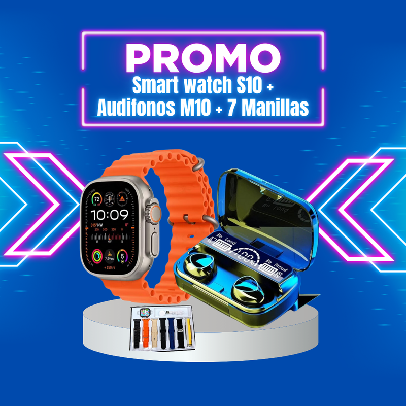 Combo Imperdible: Smart Watch + audifonos  M10 + 7 Correas Exclusivas